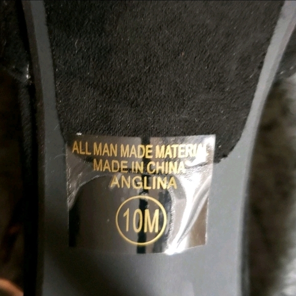 Awesome Heart D Black Heels Stilettos Gold Ankle Straps Pointed-Toe Sz 10M - Picture 7 of 10